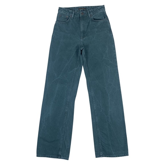 Nudie Jeans Denim - Nudie Jeans Clean Eileen Womens 27 Racing Green Wide Leg High Rise Denim Pants